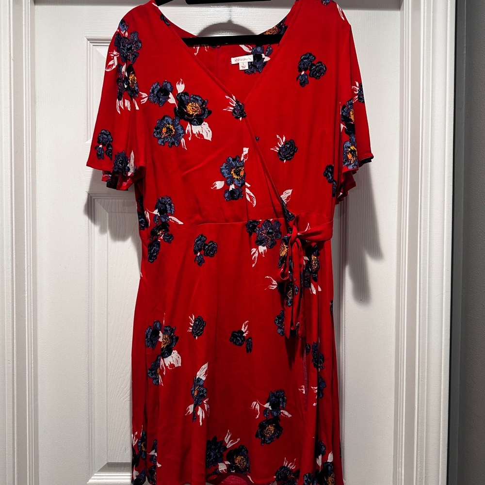 Floral Red Wrap Dress